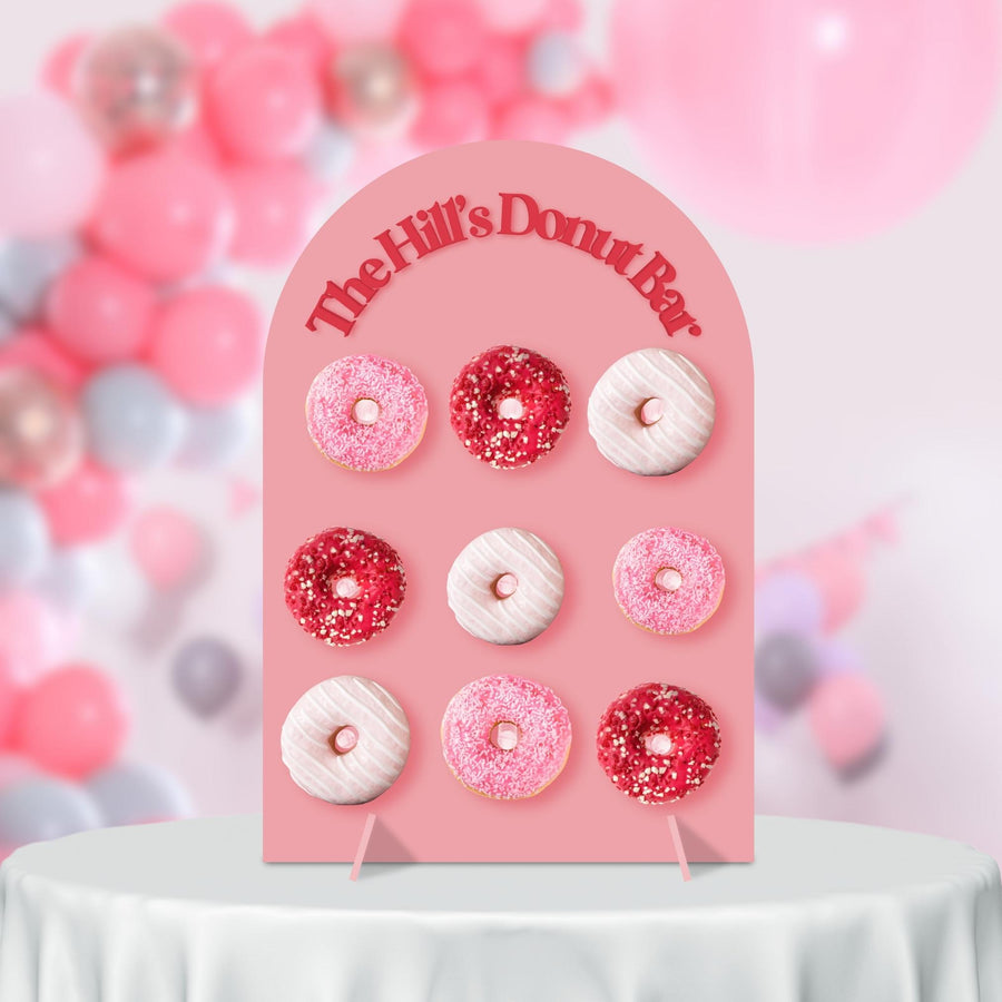 Custom 3D Acrylic Donuts Arch Wall Stand, Personalised Name Date Candy Bar Display, Donuts Holder, Wedding Table Decor, Birthday, Party Sign