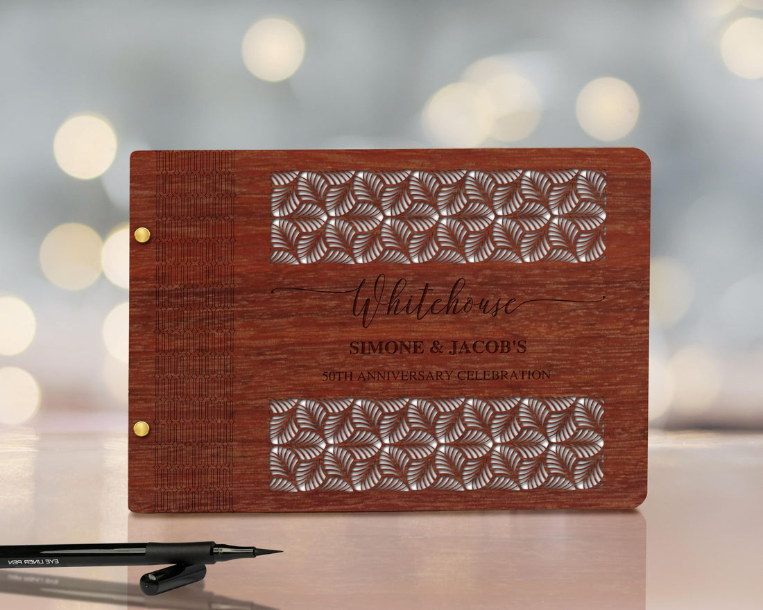 Custom Laser Cut & Engraved Wooden Wedding Guest Book, Personalised Plywood Alternative/ Traditional Birthday Guestbook Keepsake, Rustic/ Vintage Party Decor