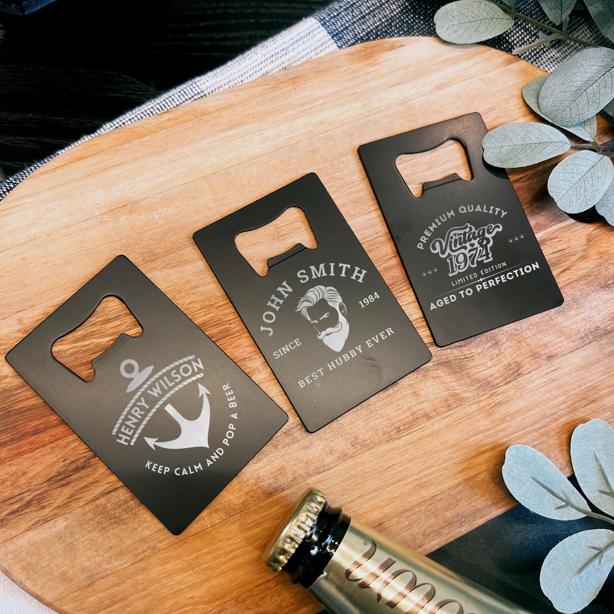 10 Personalized Stainless sold Steel Credit Card Bottle Opener - engraved bottle opener wedding favor, groomsman gift, personalized party favor