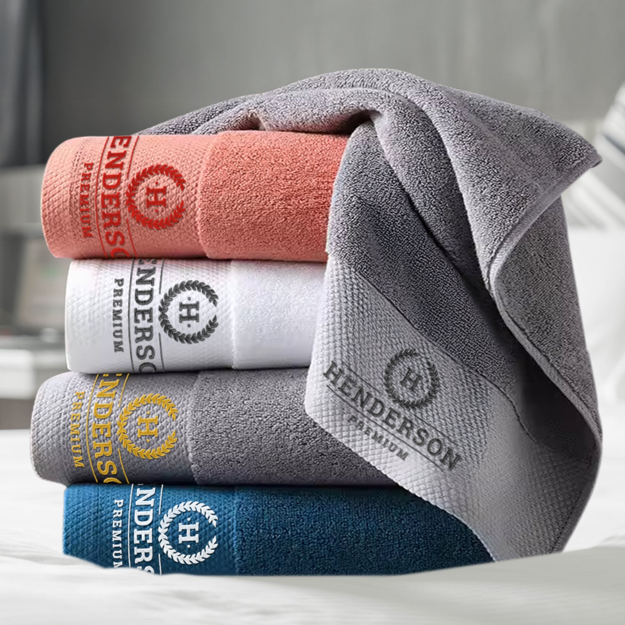 Custom Embroidered Pattern Bath Towel