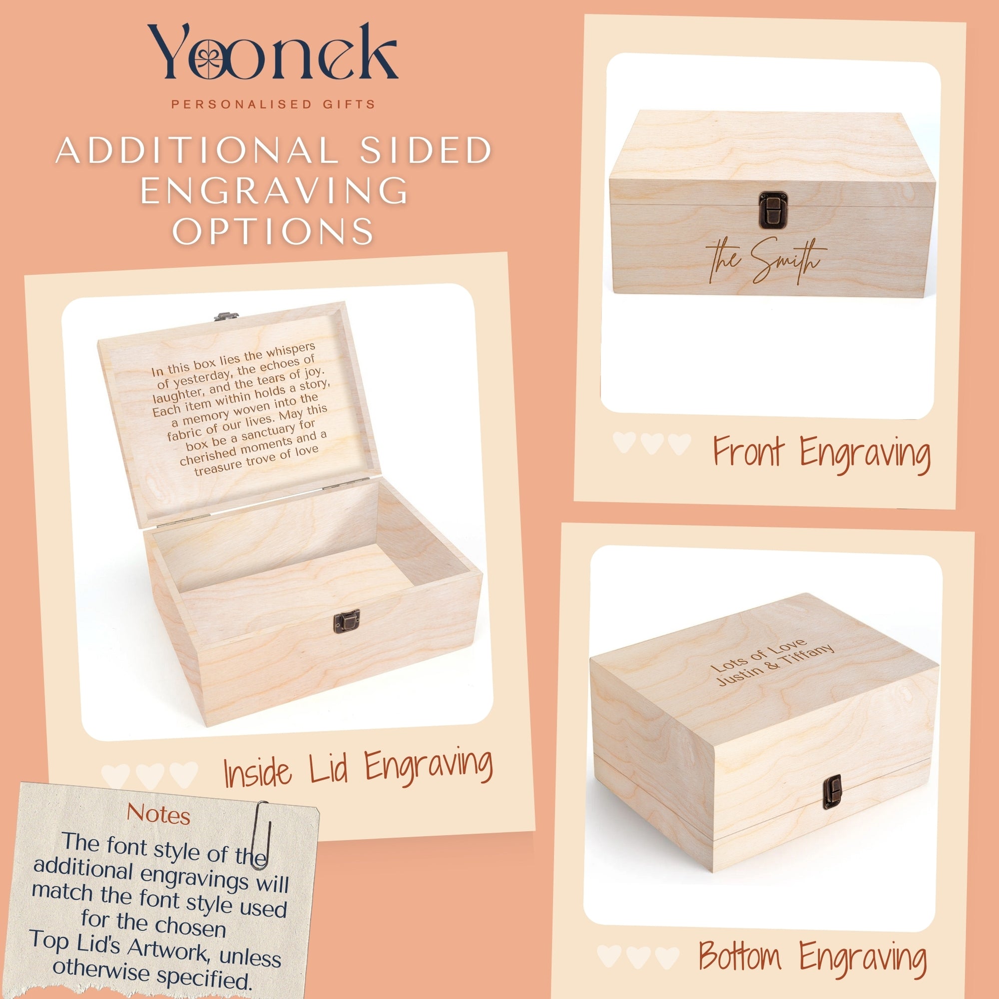 Custom Engraved Wedding/ Anniversary Wooden Treasure Keepsake Box