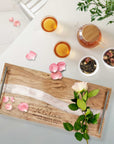 Personalised Acacia Wood & Pink Resin Cheese Handle Tray, Custom Engraved Serving Board, Charcuterie Platter, Decor Housewarming Gift