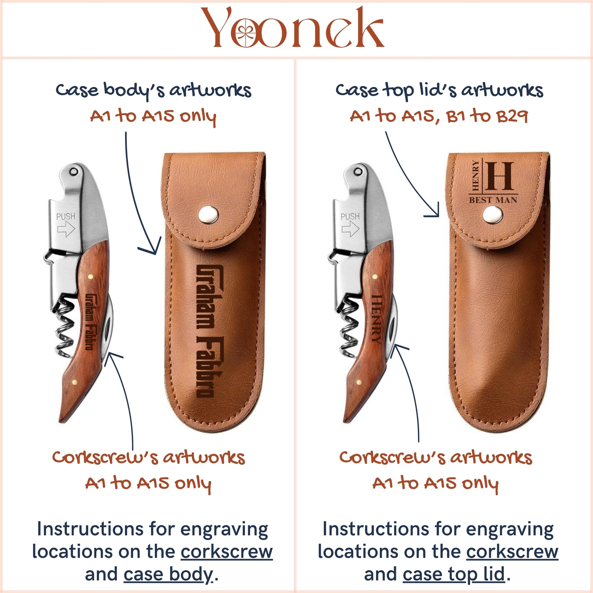 Personalised Wooden Handle Corkscrew &amp; Leather Pouch Wine Set, Bottle Opener, Custom Logo Knife Foil Cutter, Corporate/ Groomsmen/ Dad Gift