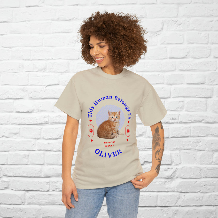 Customise Your Pet Photo Unisex T-shirt - This Human Belongs To