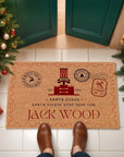 Personalised Santa Delivery Welcome Family Name Coir Doormat, Customised Printed Entry Outdoor Indoor Mat, Christmas Decor Housewarming Gift