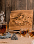 Engraved Whiskey Wooden Box - Twisted Decanter, 2 Scotch Glasses & 6 Ice Stones Personalised Barware Set, Groomsman, Father's Day, Xmas Gift