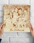 Personalised Wooden Sketch Photo Block, Custom Engraved Freestanding Table Square Display Memory, Image Gallery Wall Decor Housewarming Gift