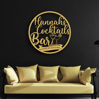 Custom Made Name Bar Hoop Sign, Personalised Cocktail/ Whiskey/ Tavern Chill Lounge Signage, Laser-cut Logo Wall Art Decor Housewarming Gift