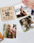 Custom UV Printed Wooden Set of 4 Photo Magnets, Personalised Picture Fridge Tiles, Anniversary, Birthday, Friend, Mom, Dad, Teacher Gift