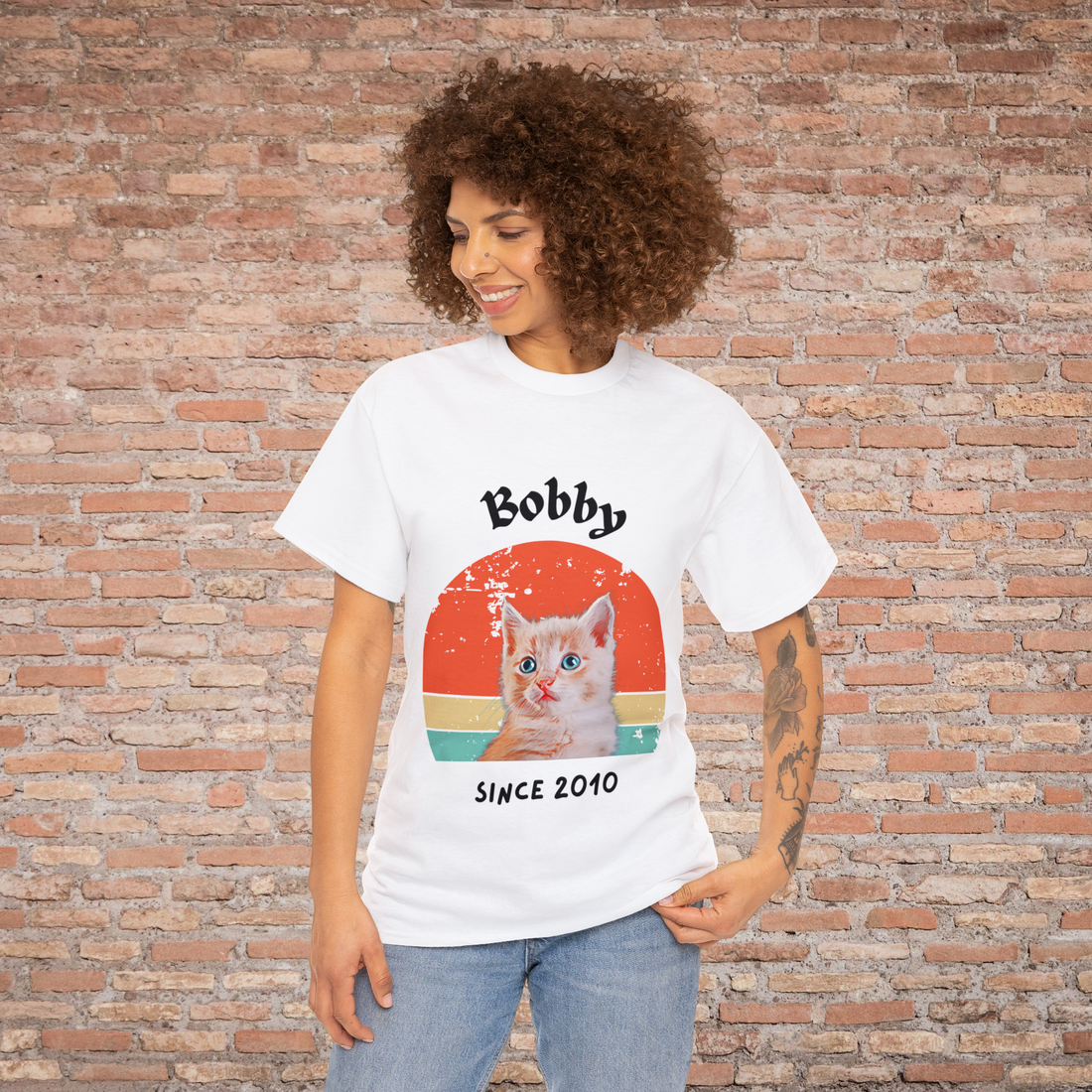 Customise Your Pet Photo Unisex T-shirt Retro Vintage Style, Dog Lover Shirt, Cat Image Custom Logo T Shirts, Personalised Tee Birthday Gift