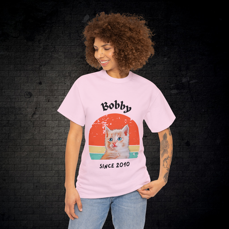 Customise Your Pet Photo Unisex T-shirt Retro Vintage Style, Dog Lover Shirt, Cat Image Custom T Shirt, Personalised Tee Shirts Birthday Gift