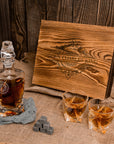 Engraved Whiskey Wooden Box - Twisted Decanter, 2 Scotch Glasses & 6 Ice Stones Personalised Barware Set, Groomsman, Father's Day, Xmas Gift