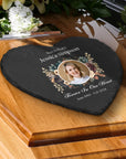 Personalised Photo Memorial Heart Slate Sign, Custom Print In Loving Memory Garden Stone Funeral Cemetery Plaque Display, Pet Loss Pray Gift