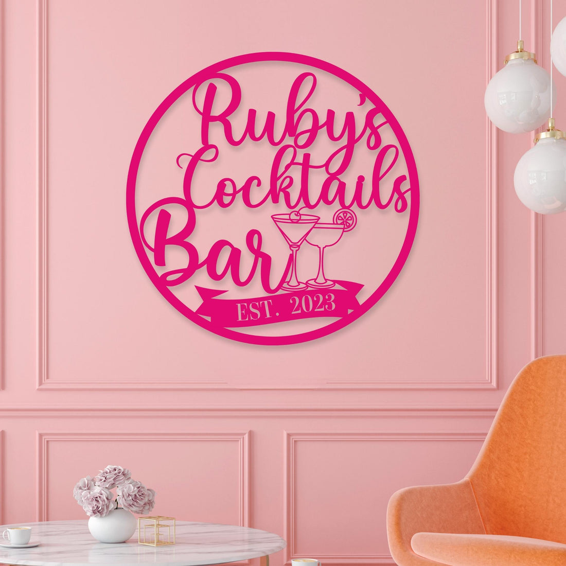 Custom Made Name Bar Hoop Sign, Personalised Wooden Cocktail/ Whiskey/ Tavern Chill Lounge Signage, Laser-cut Wall Art Decor, Party Styling, Housewarming Gift