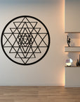 Custom Made Acrylic Wooden Sri Yantra Wall Art, Sacred Geometry Hanging Hoop Sign, Meditation Spiritual Room Decor Signage Housewarming Gift