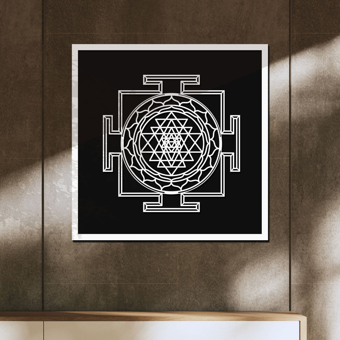 Custom 3D Double Acrylic Mandala Sri Yantra Wall Art Square Plaque