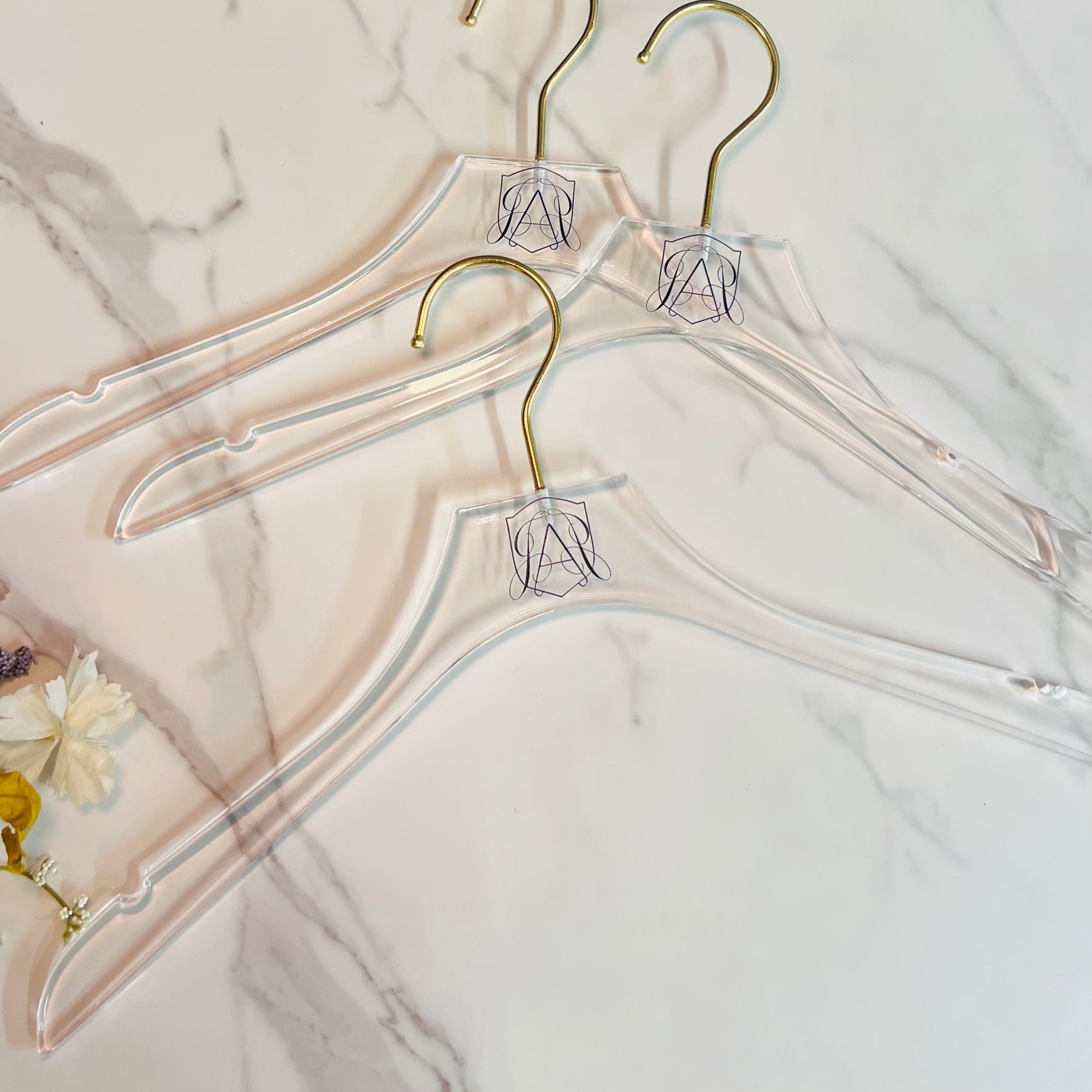 Custom Clear Acrylic Hanger Gold Hook, Personalised Logo Commercial Heavy Transparent Hangers, Wedding Bridesmaid Birthday Housewarming Gift