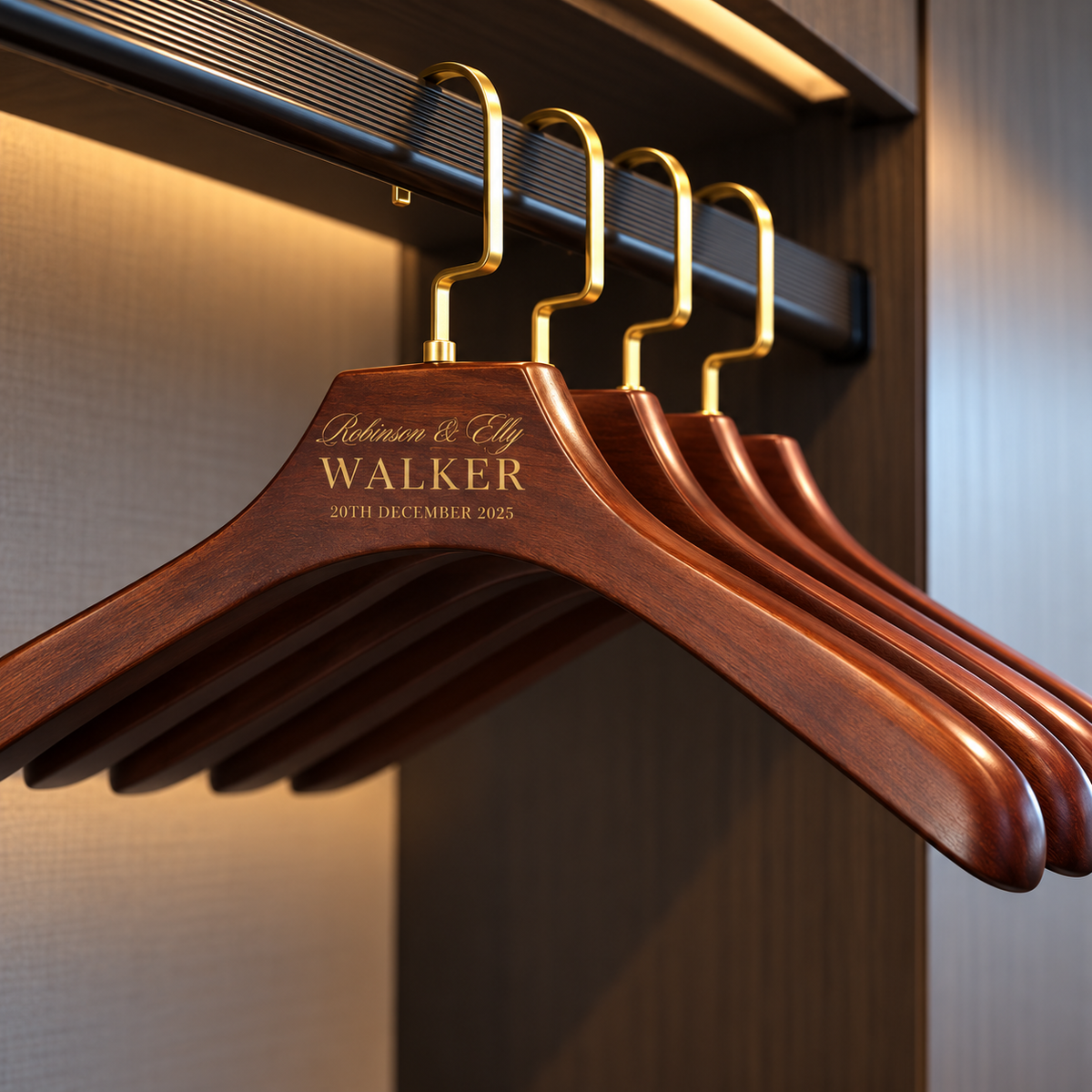 Custom Deluxe Square Wide Shoulder Wood Hanger Rotatable Hook, Personalised Logo Commercial Heavy Hangers, Wedding Groomsman Bridesmaid Gift