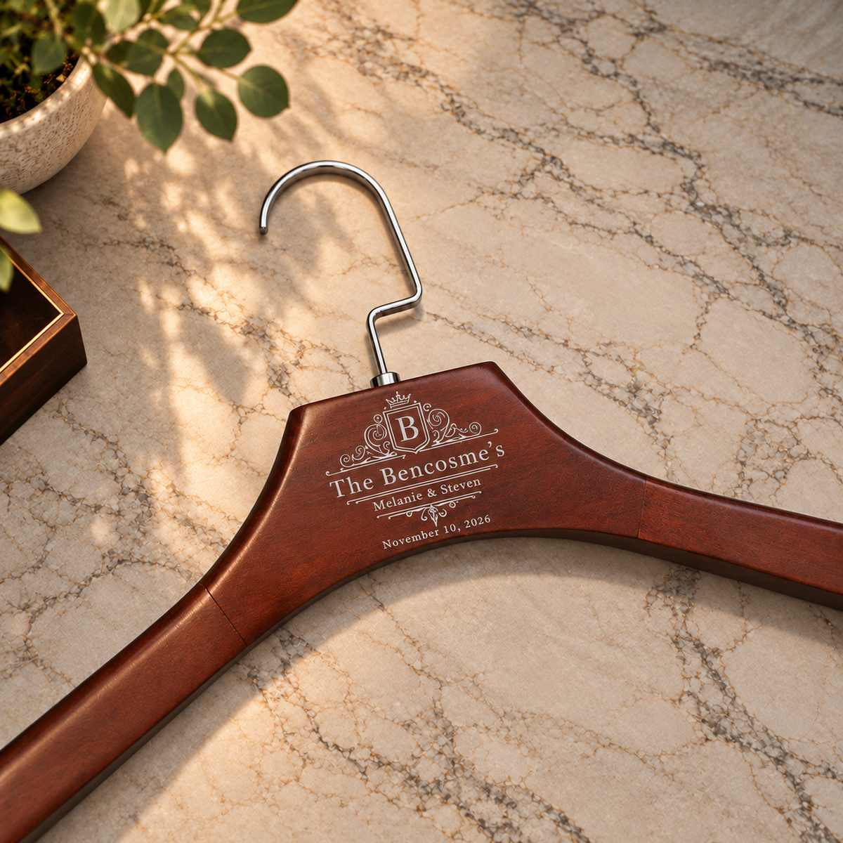 Custom Deluxe Square Wide Shoulder Wood Hanger Rotatable Hook, Personalised Logo Commercial Heavy Hangers, Wedding Groomsman Bridesmaid Gift