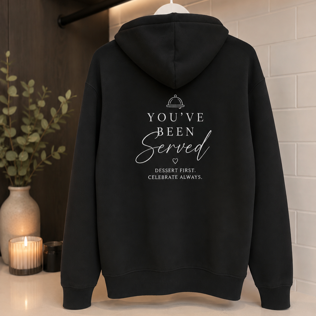 Custom Embroidered 520gsm Heavyweight Unisex Black Hoodie &amp; Pocket, Personalised Name, Date Winter Sweatshirt, Clothing Monogram Embroidery