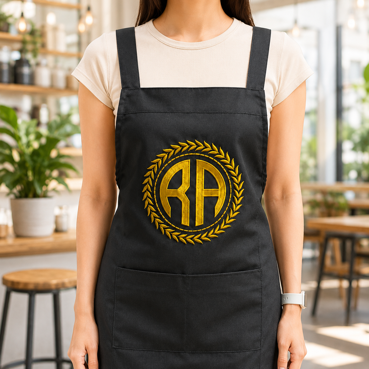 Custom Embroidered Adjustable Kitchen Apron/ Chef, BBQ, Handyman, Gardener, Farmer, Waiter, Workshop Crossover Pocket Bib, Housewarming Gift