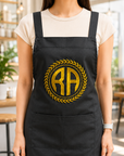 Custom Embroidered Adjustable Kitchen Apron/ Chef, BBQ, Handyman, Gardener, Farmer, Waiter, Workshop Crossover Pocket Bib, Housewarming Gift