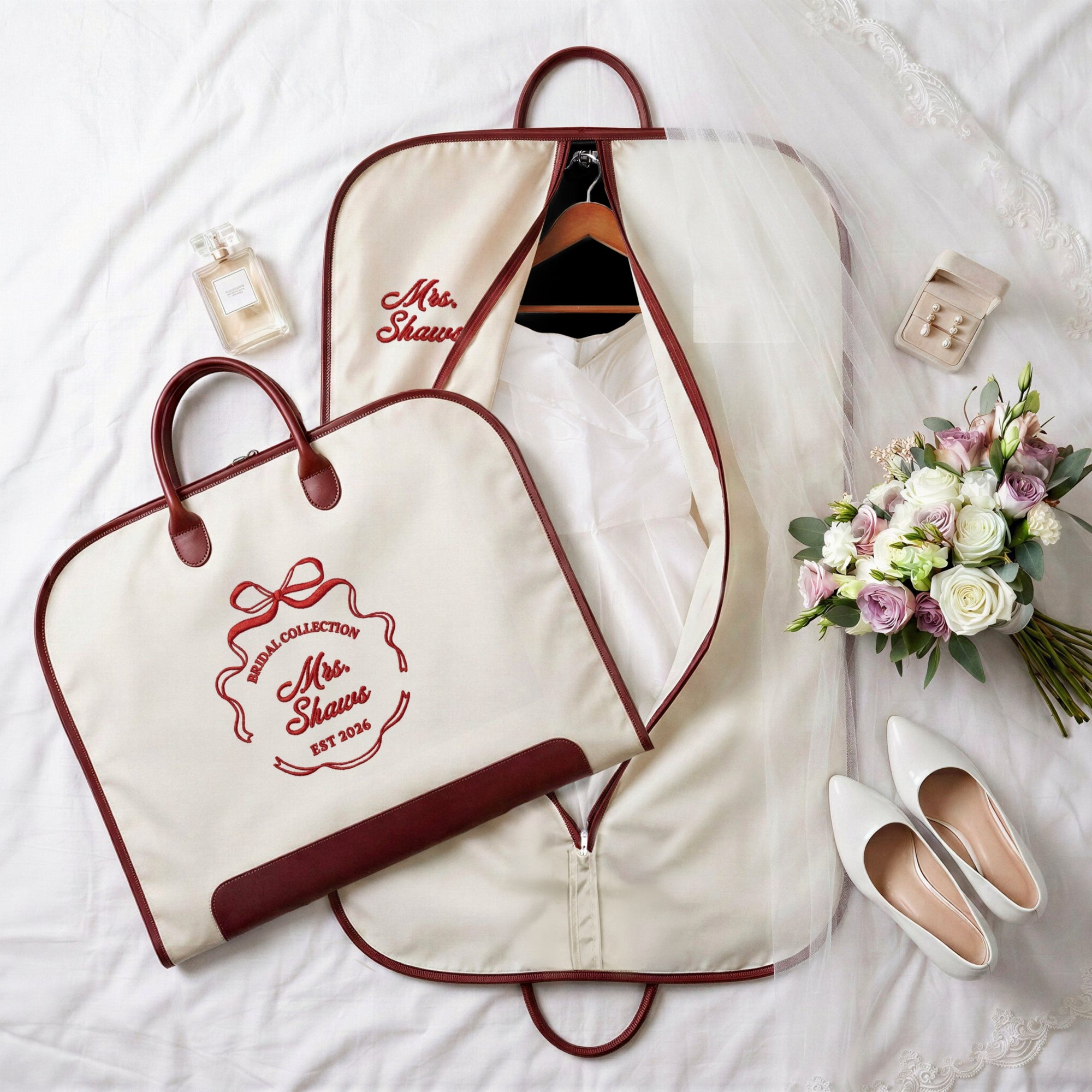 Custom Embroidered Carry Suit Bag, Personalised Travel Garment, Dress Zipper Storage, Business Vest Formal Clothing Organiser Groomsman Gift