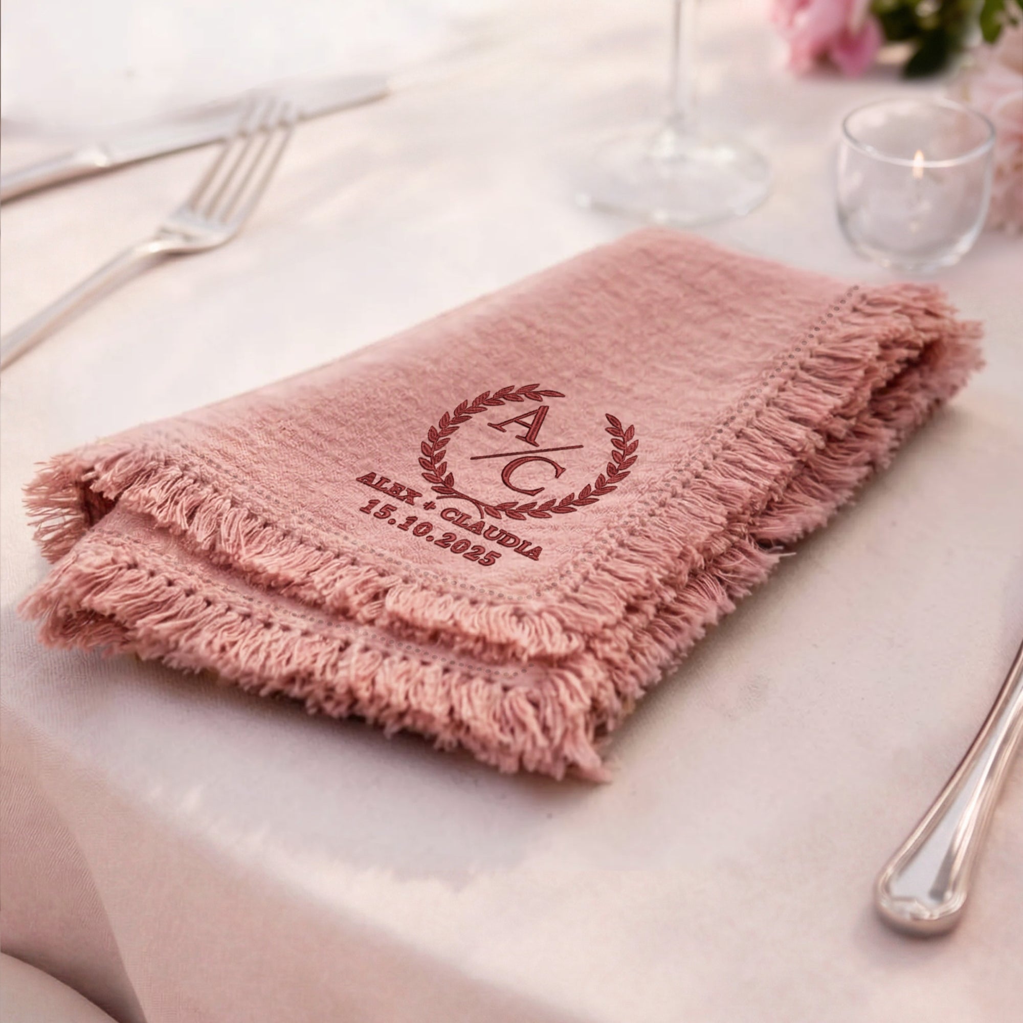 Custom Embroidered Classic Table Placemat, Personalised Guest Name Place Mats Embroidery, Wedding Decor, Kitchen, Dining, Housewarming Gift