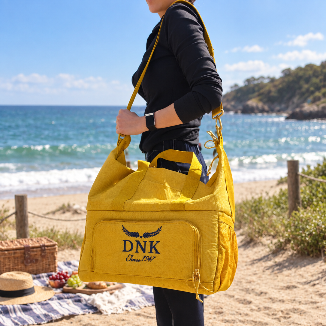 Custom Embroidered Insulated Picnic Cooler Bag &amp; Shoulder Strap, Handles; Personalised Camping, Beach, Boating Trip Concert, Grocery Storage