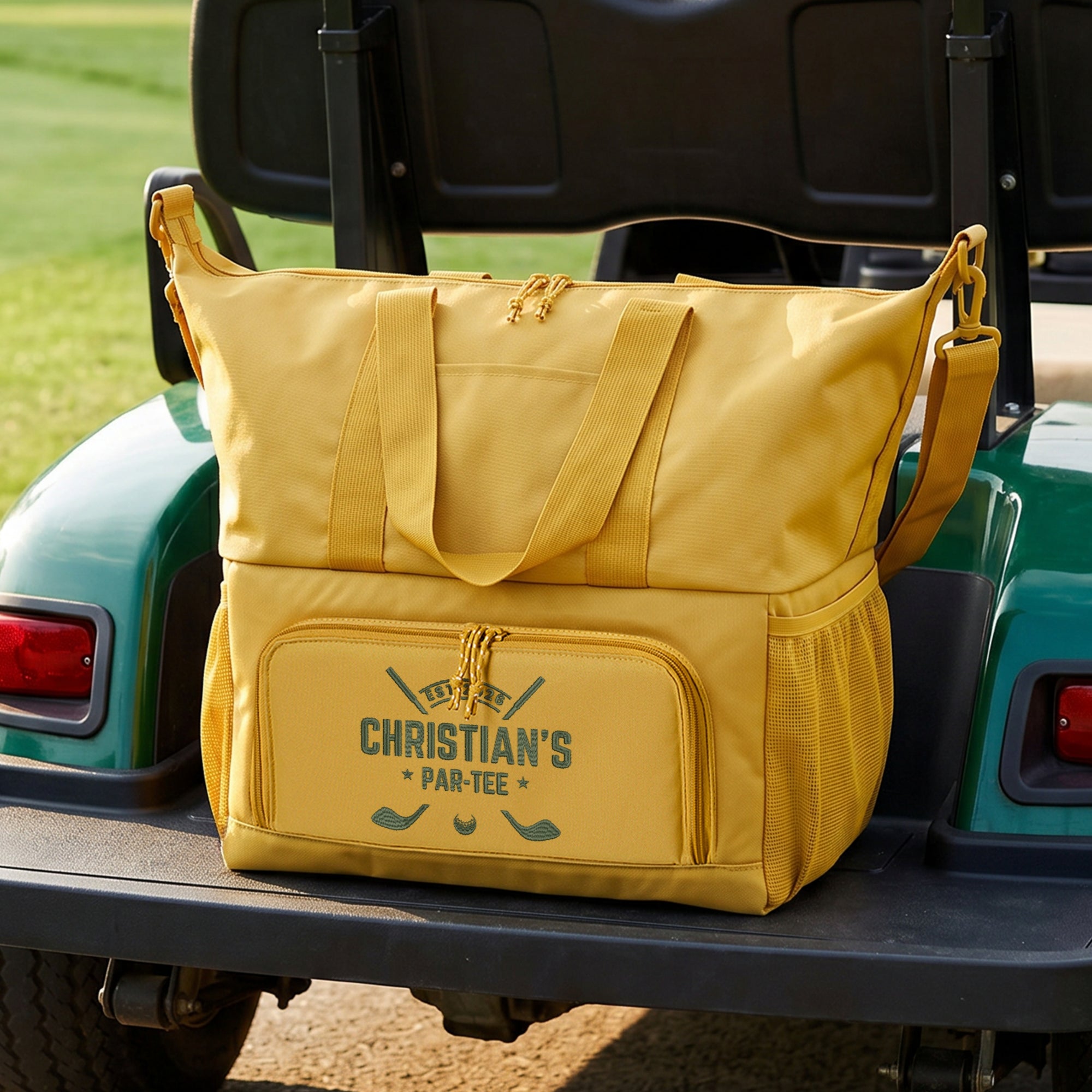 Custom Embroidered Insulated Picnic Cooler Bag &amp; Shoulder Strap, Handles; Personalised Camping, Beach, Boating Trip Concert, Grocery Storage