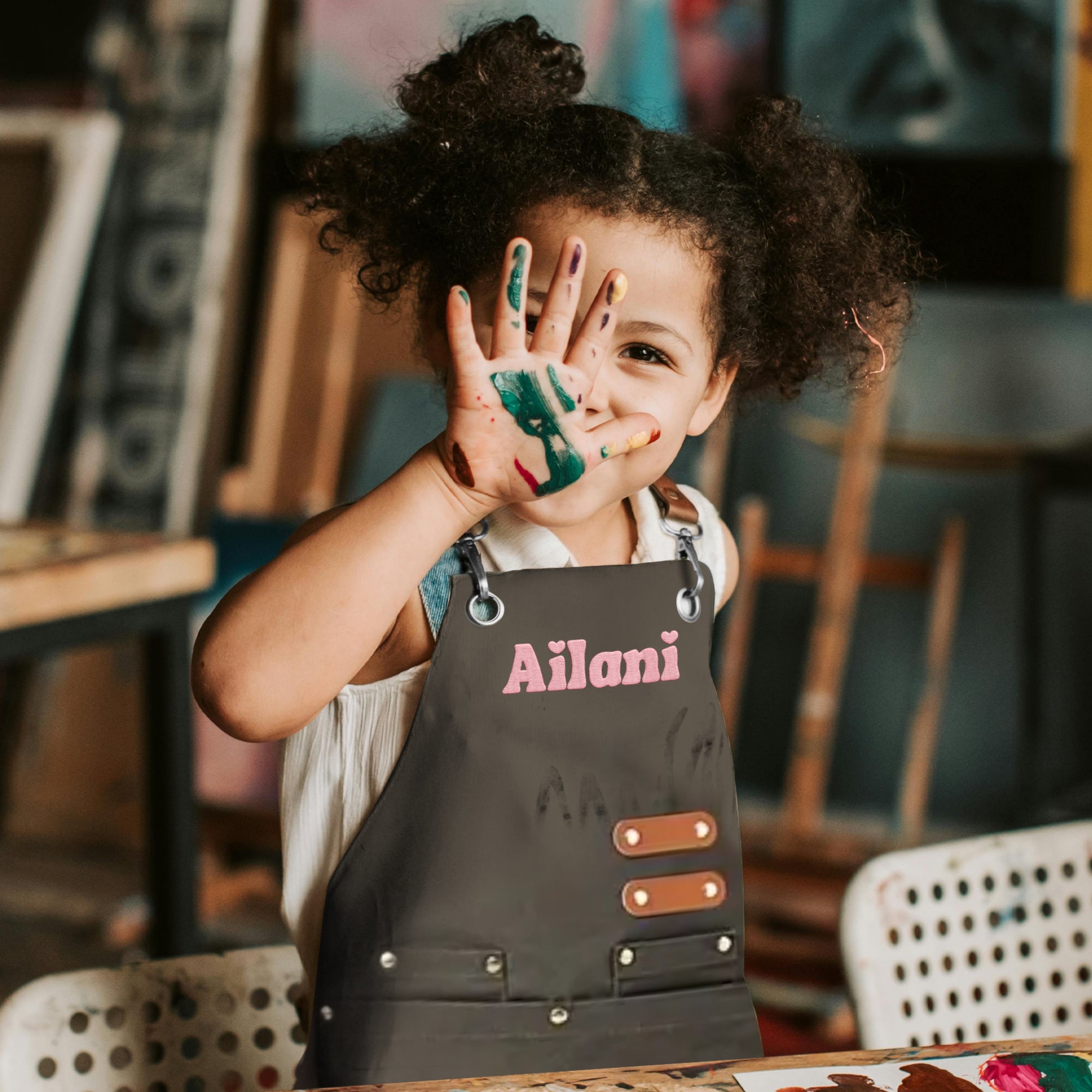 Custom Embroidered Kid Crossover Pocket Apron, Personalised Adjustable Little Chef Kitchen Workshop Baby Handyman Garden Helper Children Bib