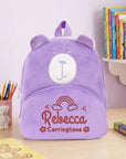 Custom Embroidered Kids Bear Backpack, Personalised Name Zipper Toddler Kindergarten School Bag, First Birthday Gift, Baby Baptism Keepsake