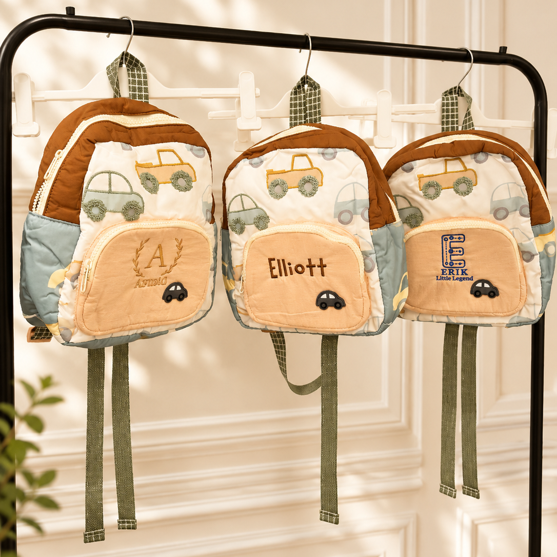 Custom Embroidered Kids Boy &amp; Girl Backpack, Personalised Name Zipper Toddler Kindergarten School Bag, Baby Birthday Gift, Baptism Keepsake