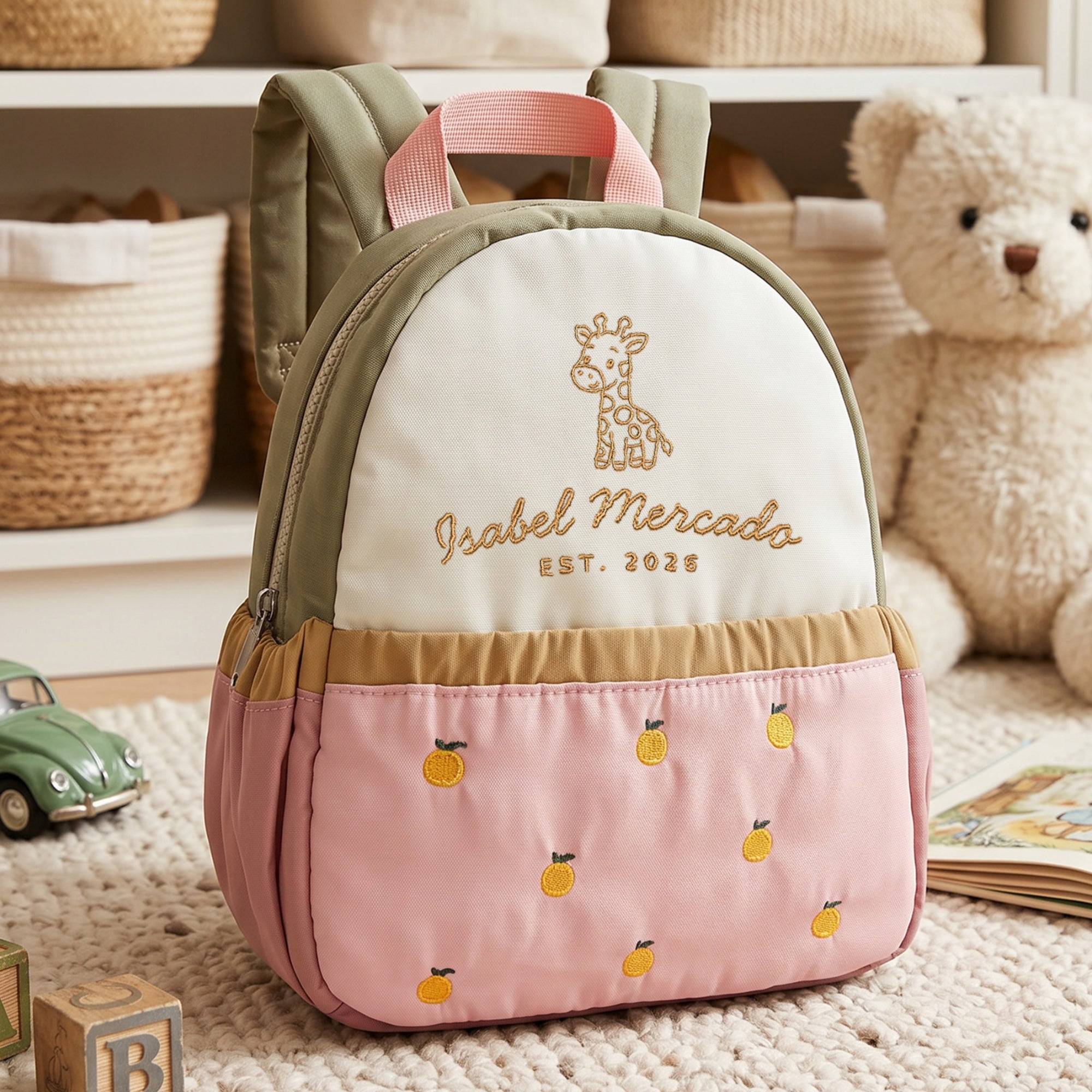 Custom Embroidered Kids Boy &amp; Girl Backpack, Personalised Name Zipper Toddler Kindergarten School Bag, Baby Birthday Gift, Baptism Keepsake
