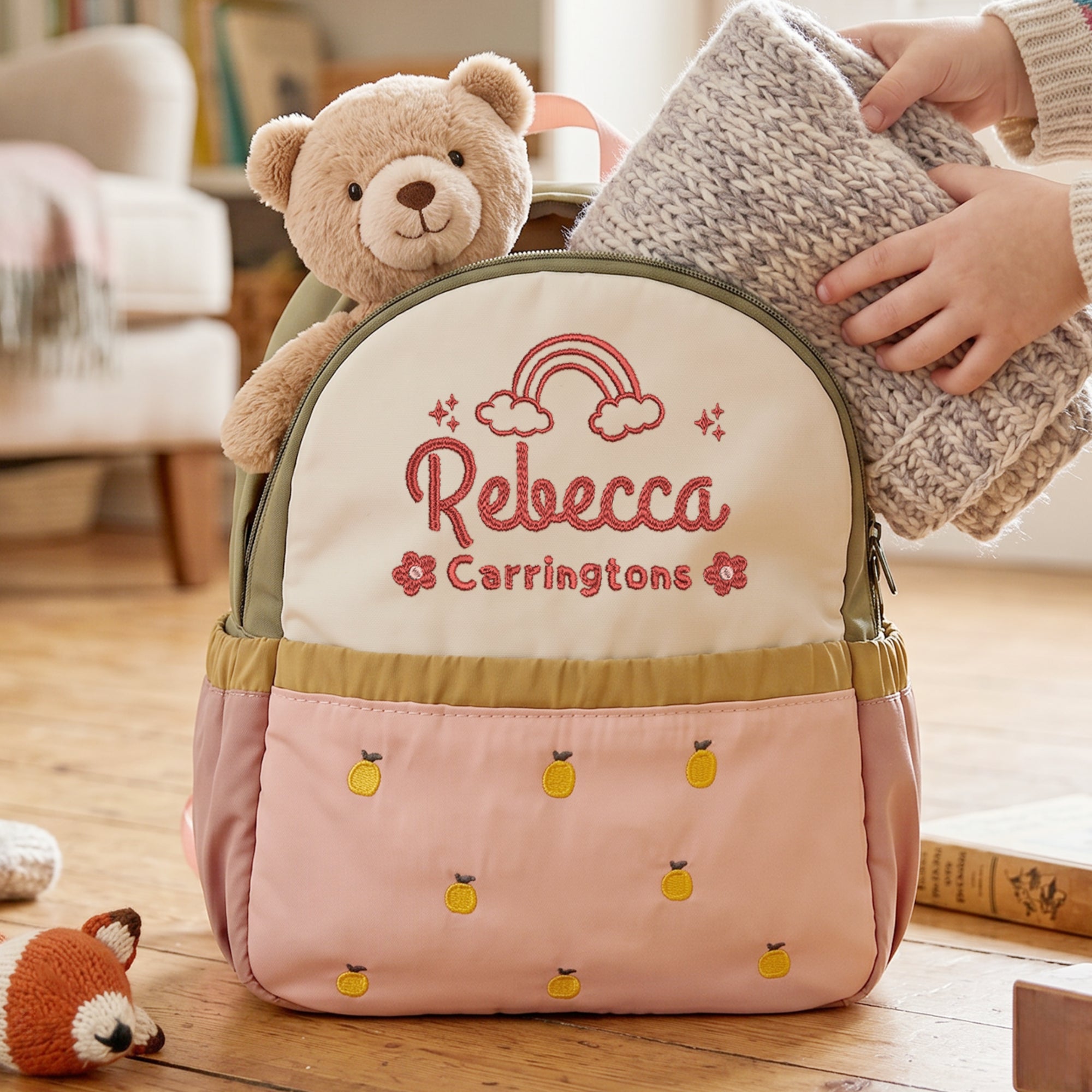 Custom Embroidered Kids Boy &amp; Girl Backpack, Personalised Name Zipper Toddler Kindergarten School Bag, Baby Birthday Gift, Baptism Keepsake