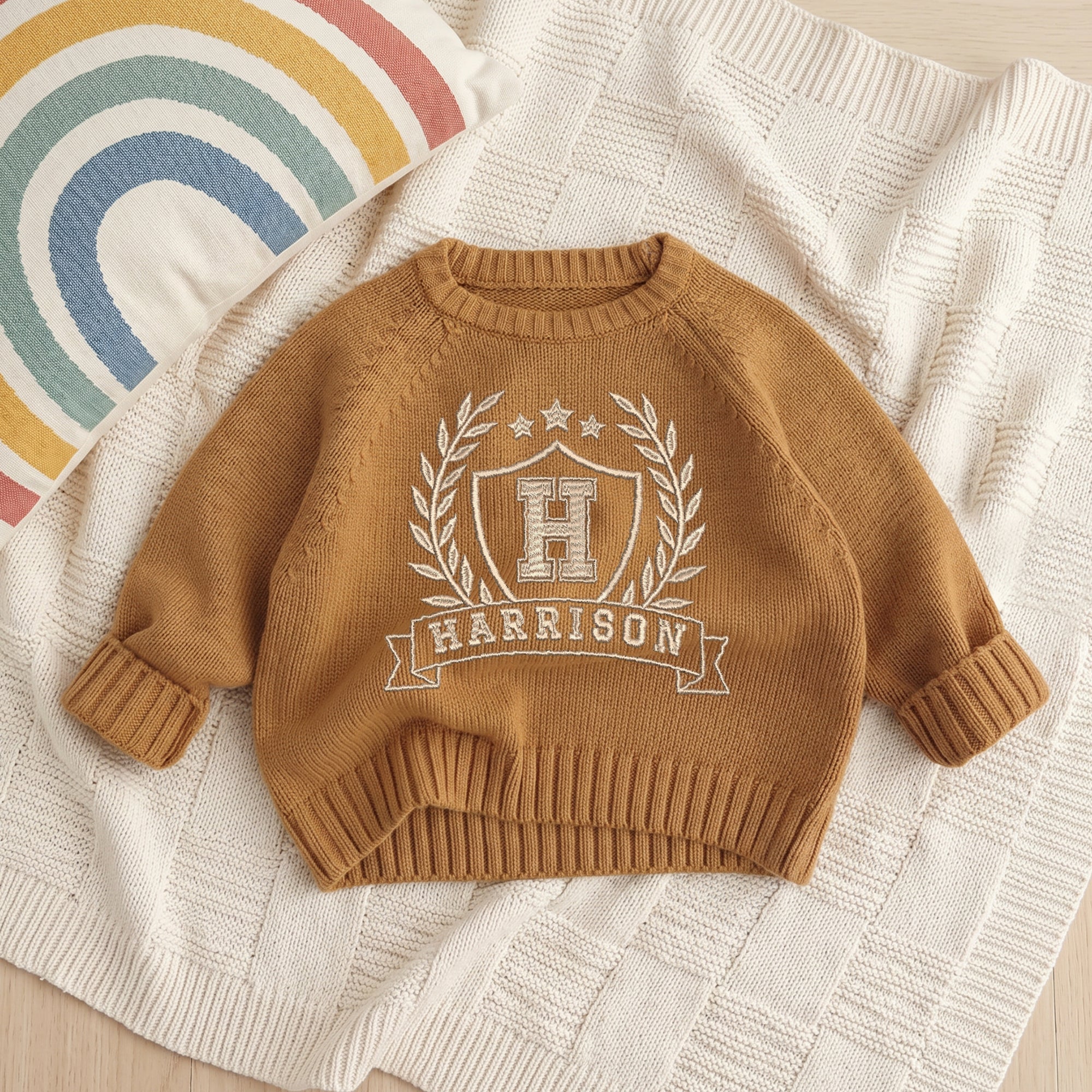 Custom Embroidered Knitted Baby Name Sweater, Personalised Kid Warm Pullover Children Clothing, Christening First Birthday, Baby Shower Gift