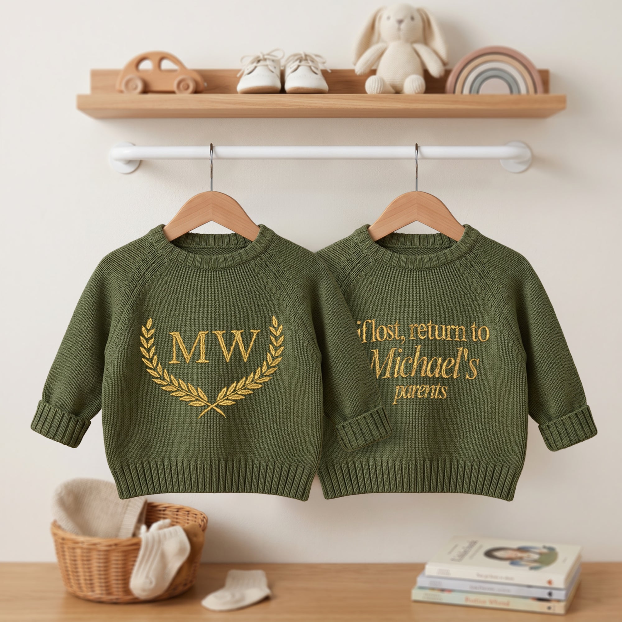 Custom Embroidered Knitted Baby Name Sweater, Personalised Kid Warm Pullover Children Clothing, Christening First Birthday, Baby Shower Gift