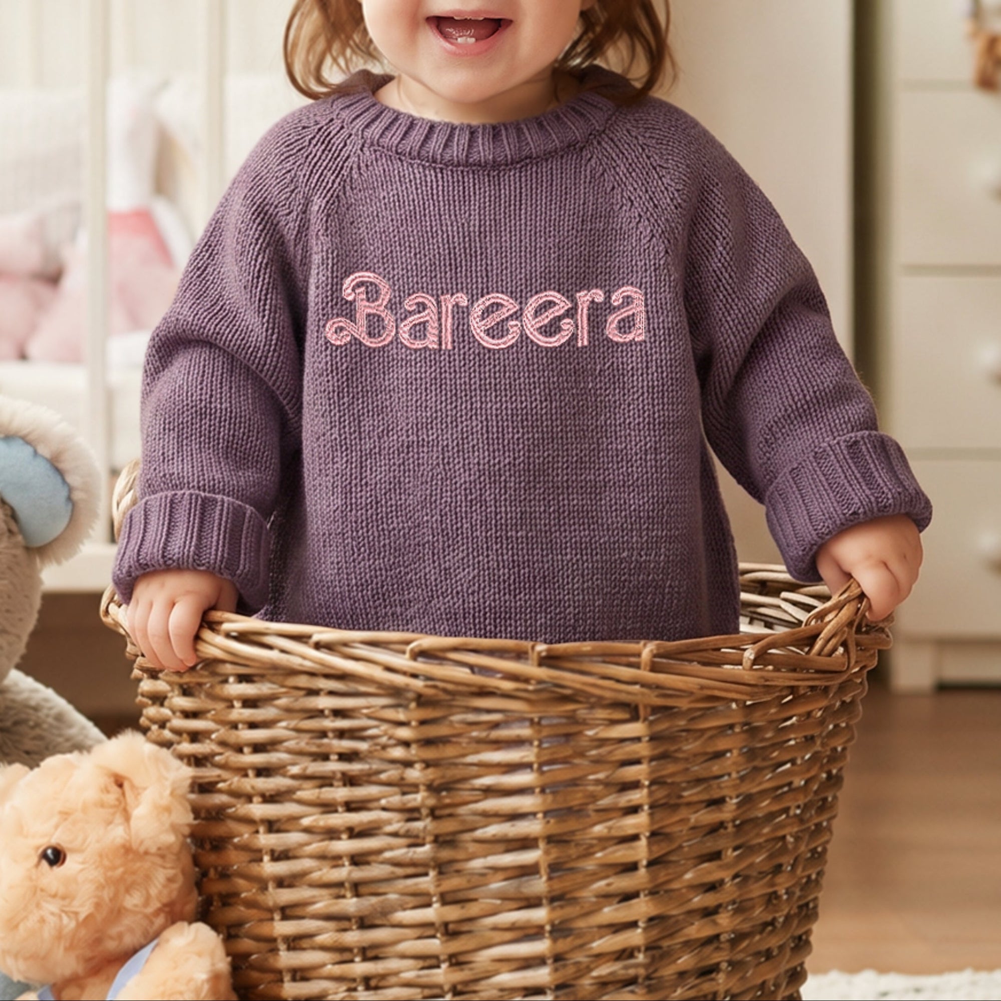 Custom Embroidered Knitted Baby Name Sweater, Personalised Kid Warm Pullover Children Clothing, Christening First Birthday, Baby Shower Gift