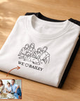 Custom Embroidered Photo Outline T-shirt, Personalised Pet Portrait, Logo Business Crewneck Tee, Family Kid Couple Birthday Anniversary Gift