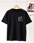 Custom Embroidered Photo Outline T-shirt, Personalised Pet Portrait, Logo Business Crewneck Tee, Family Kid Couple Birthday Anniversary Gift