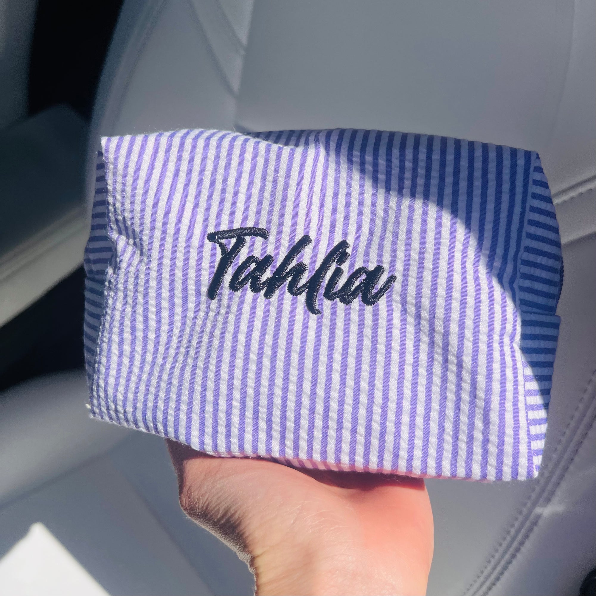 Custom Embroidered Striped Toiletry Bag, Personalised Cosmetic Pouch, Makeup Organizer, Travel Storage, Bridesmaid, Destination Wedding Gift