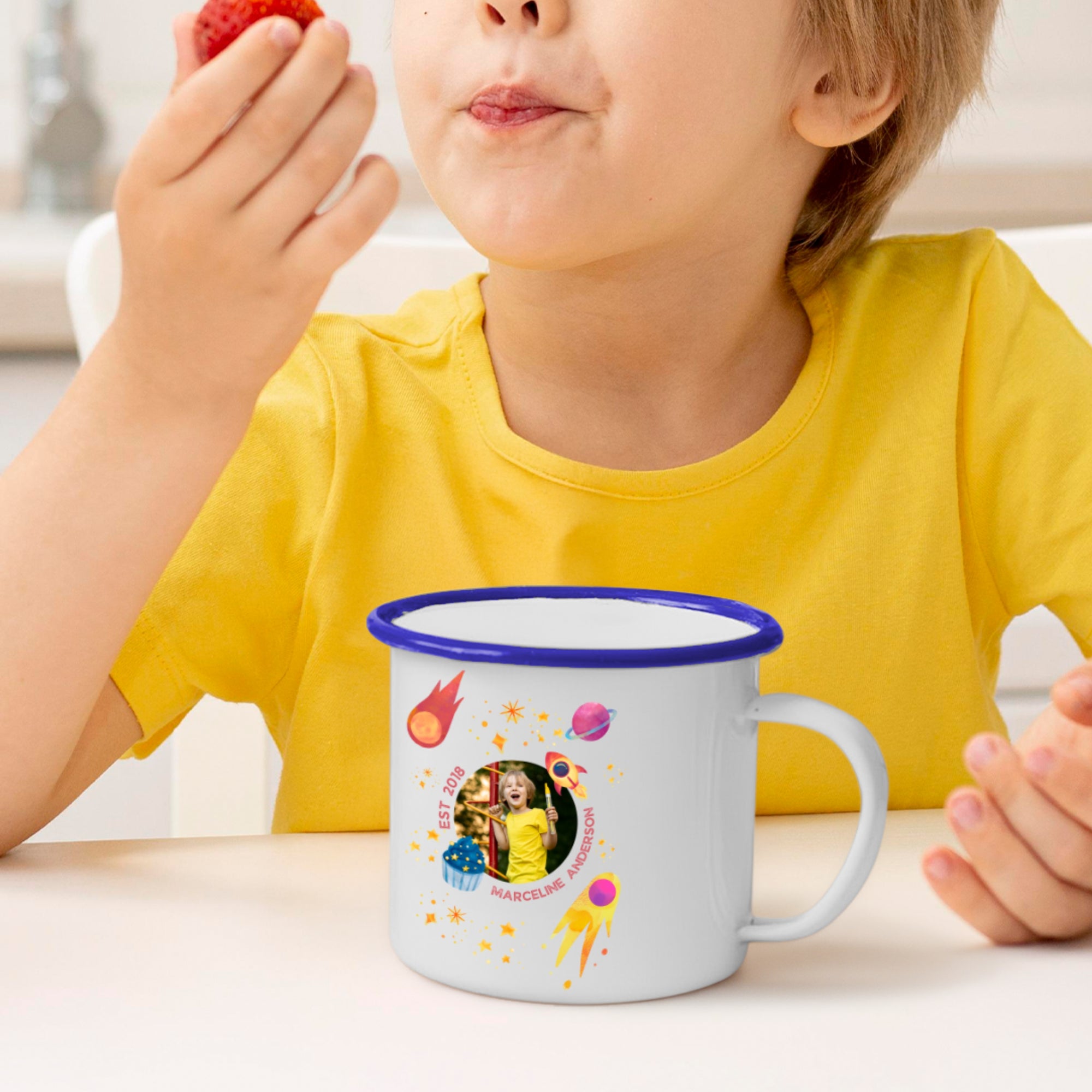 Custom Enamel Camping Mug for Kids, Personalised UV Print Soup, Marshmallow Chocolate Cup , Adventure, Picnic, Hiking Travel Christmas Gift