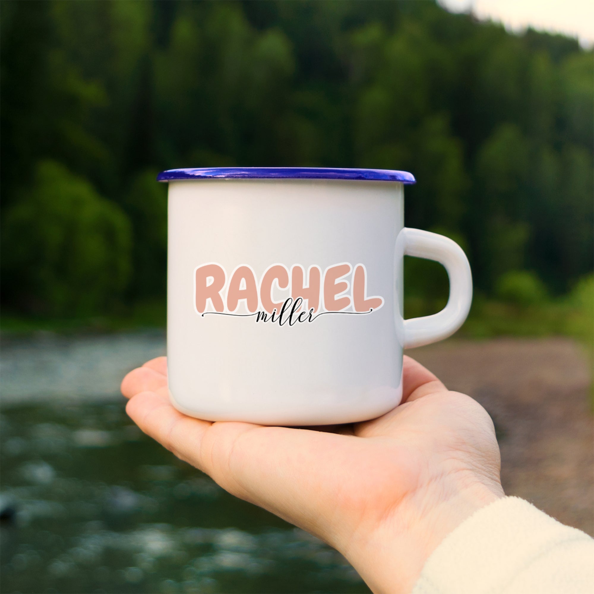 Custom Enamel Camping Mug for Kids, Personalised UV Print Soup, Marshmallow Chocolate Cup , Adventure, Picnic, Hiking Travel Christmas Gift