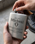 Custom Engraved 9oz Stainless Steel Pocket Hip Flask, Personalised Wedding, Groomsmen, Dad Birthday Keepsake, Logo Christmas Corporate Gift