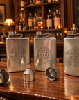 Custom Engraved 9oz Stainless Steel Pocket Hip Flask, Personalised Wedding, Groomsmen, Dad Birthday Keepsake, Logo Christmas Corporate Gift