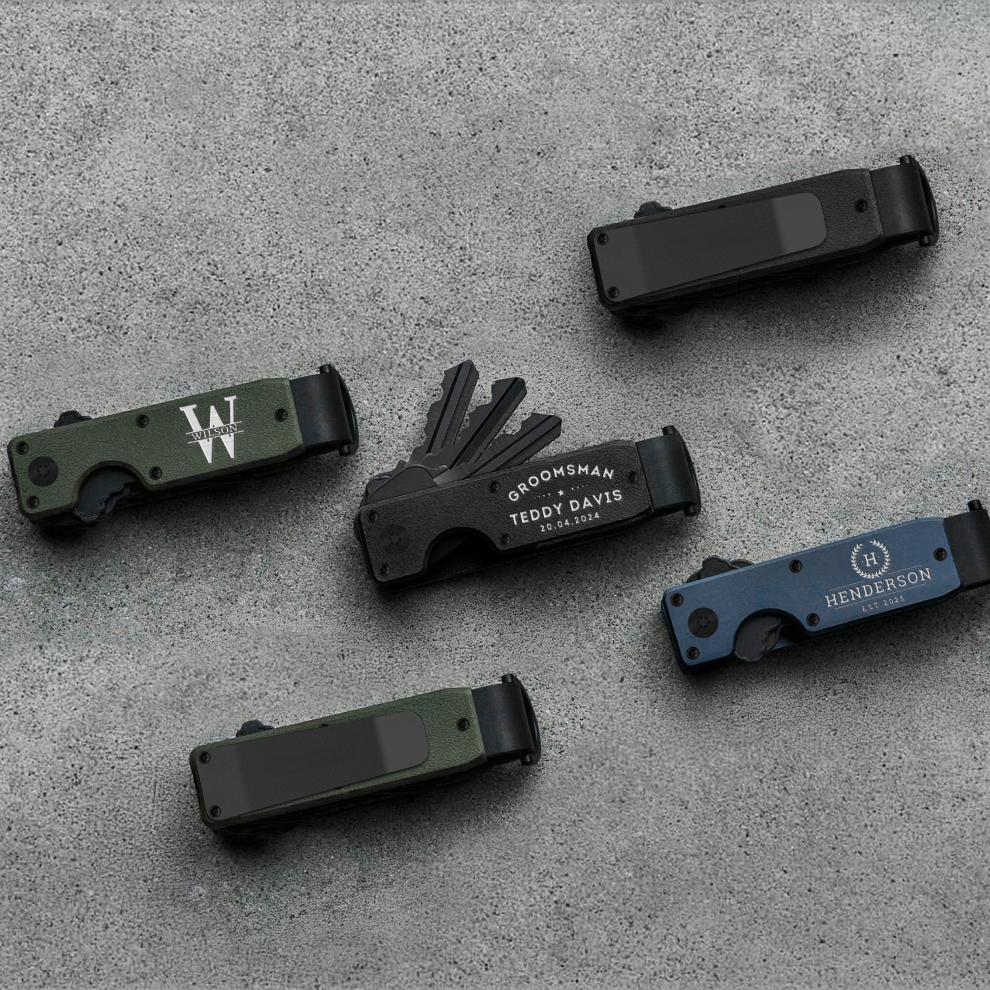 Custom Engraved Aluminium Key Holder , Personalised Silent Compact Metal Key Organiser, Scratch-Free Portable Keychain, Dad, Groomsman Gift