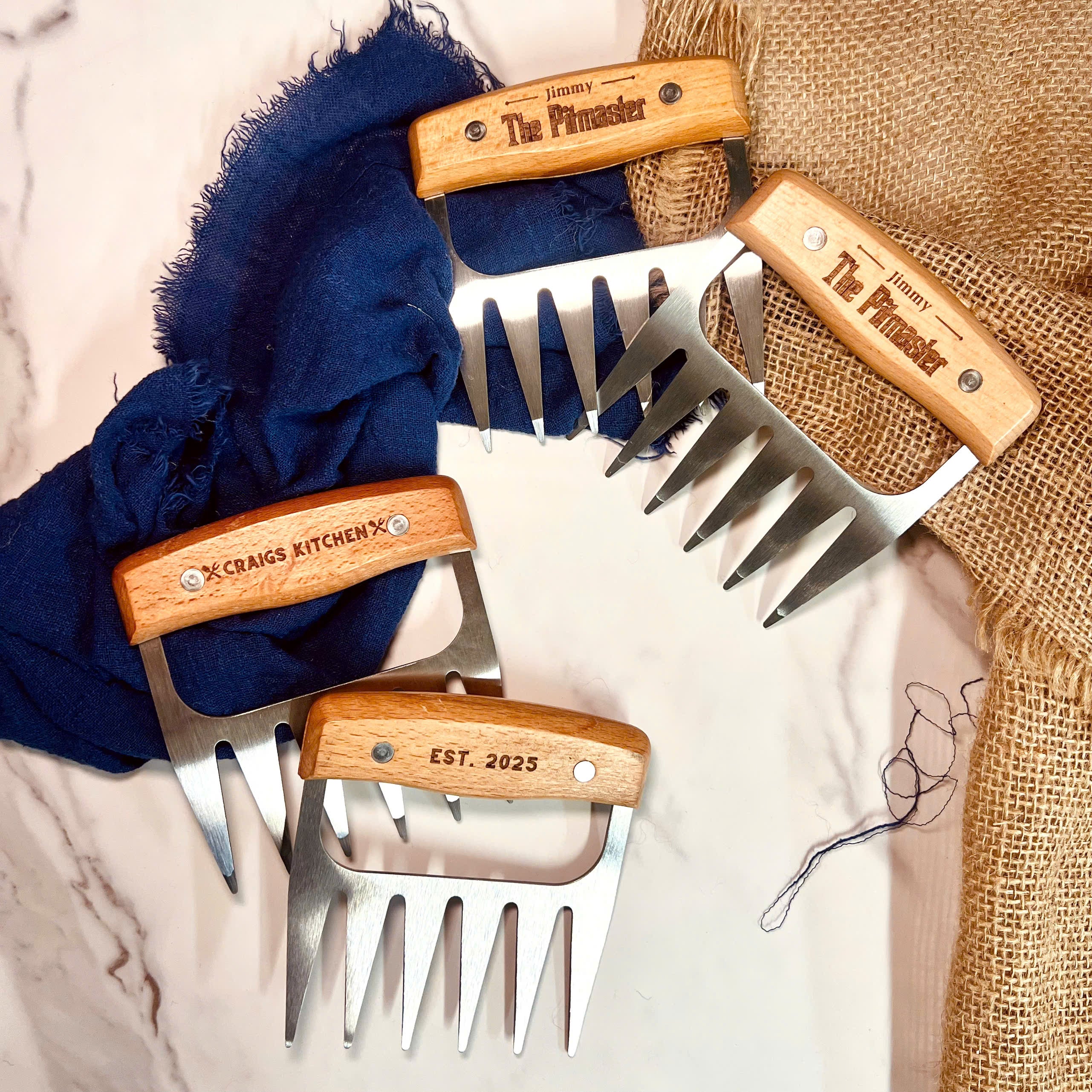 Custom Engraved BBQ Meat Claw Shredders, Personalised Grill Tool Set ...