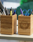 Custom Engraved Bamboo Pen Holder, Personalised Desk Organiser, Home Decor Office Accessory, Birthday Housewarming, Graduation, Teacher Gift