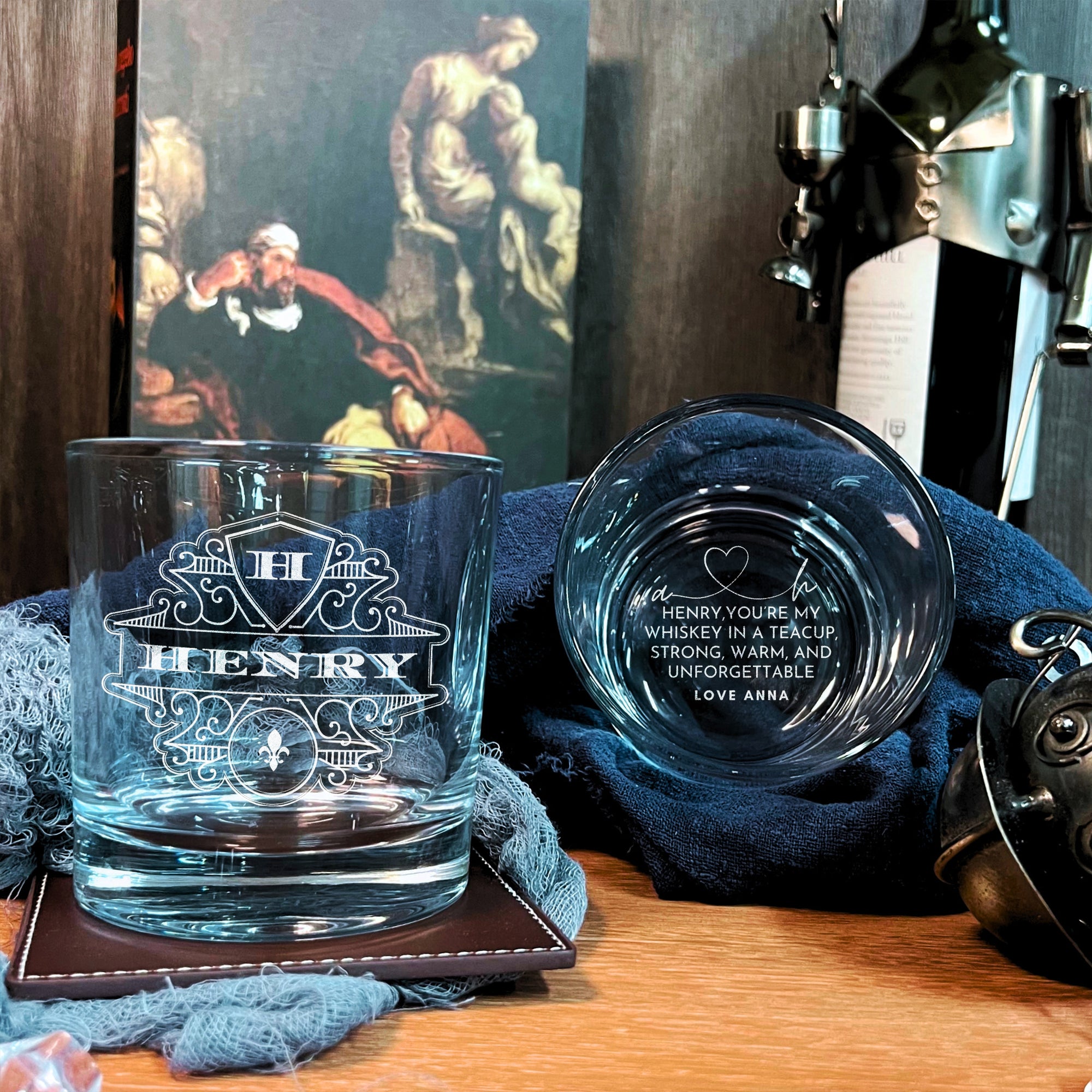 Custom Engraved Bottom Whiskey Sleek Round Glass, Personalised Scotch Tumbler, Housewarming, Wedding Groomsman, Dad, Barware Corporate Gifts