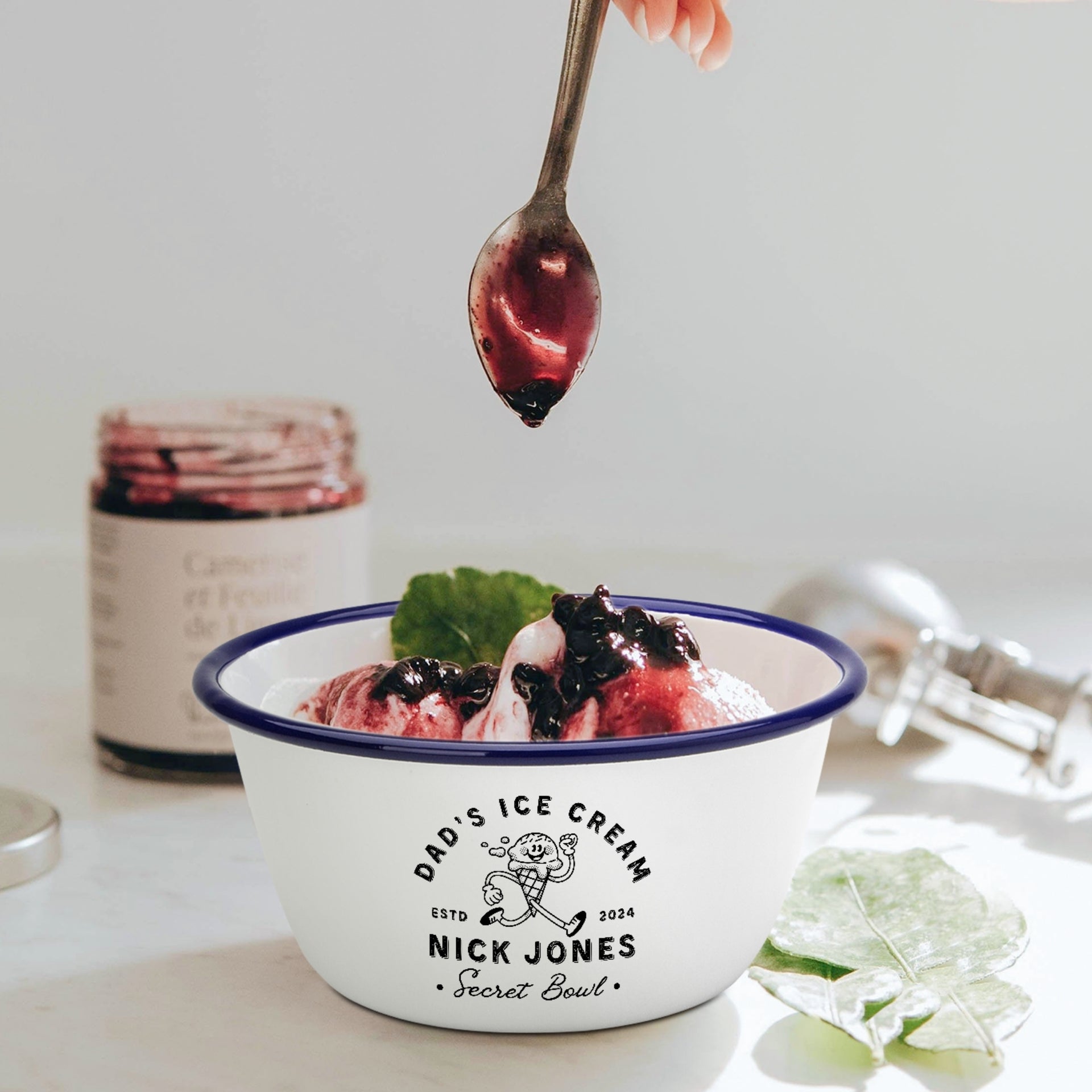 Custom Engraved Enamel Bowl, Personalised Soup, Pasta, Ice-Cream